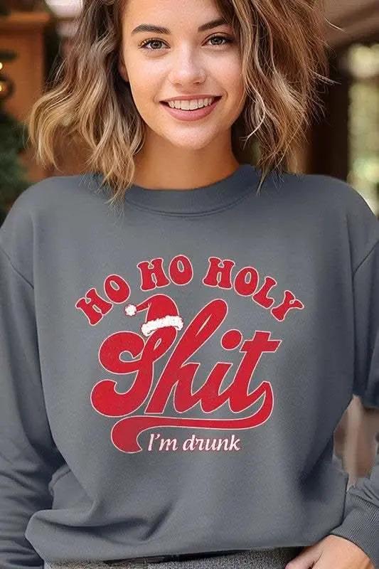 Ho Ho Ho Holy Shit Graphic Fleece Sweatshirts - Love Salve